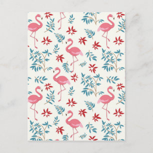 Flamingo and Flowers Briefkaart