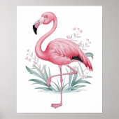 Flamingo and Flowers Poster (Voorkant)