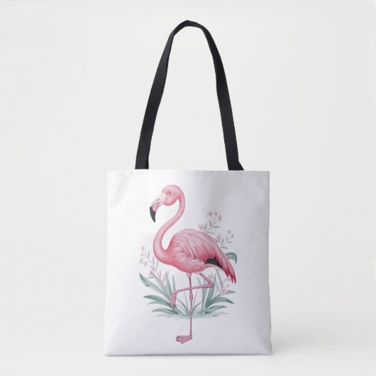 Flamingo and Flowers Tote Bag (Voorkant)