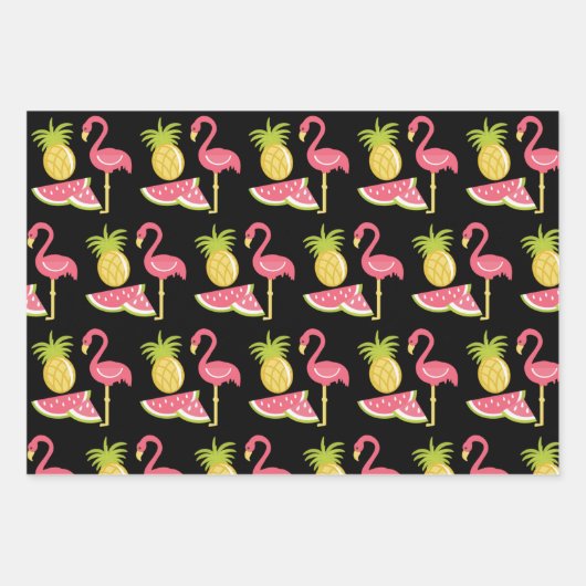 Flamingo and Fruit Wrapping Paper Sheet Set (Voorkant)