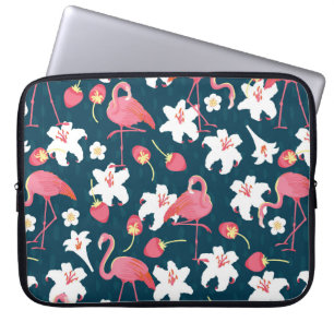 Flamingo and Lilies Tropische  naadloze vlek Laptop Sleeve
