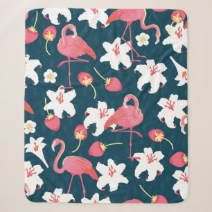 Flamingo and Lilies Tropische  naadloze vlek Sherpa Deken