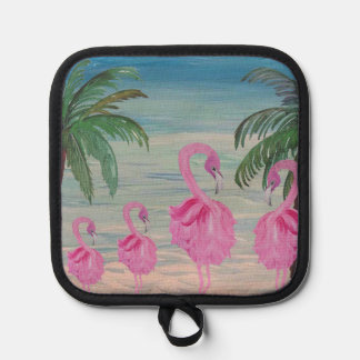 Flamingo and palm tree kitchen pot holder pannenlap