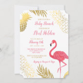Flamingo and Pineapple Baby shower Invitation Kaart (Voorkant)