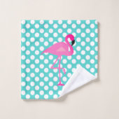Flamingo and Polka Dot Bath Towel Set Bad Handdoek (Wasdoekje)