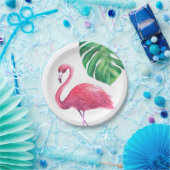 Flamingo and Tropical Leaves Party Borden Papieren Bordje (Feest)