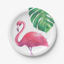 Flamingo and Tropical Leaves Party Borden