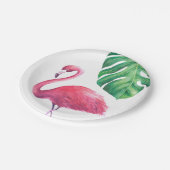 Flamingo and Tropical Leaves Party Borden Papieren Bordje (Gekanteld)