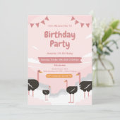 Flamingo Animal 1e verjaardag Uitnodiging (Staand voorkant)