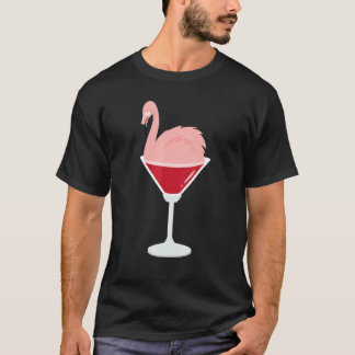 Flamingo Animal Cocktail Red Wine Alcohol T-shirt
