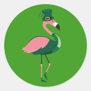 Flamingo Animal Green St Patrick's Day Ronde Sticker