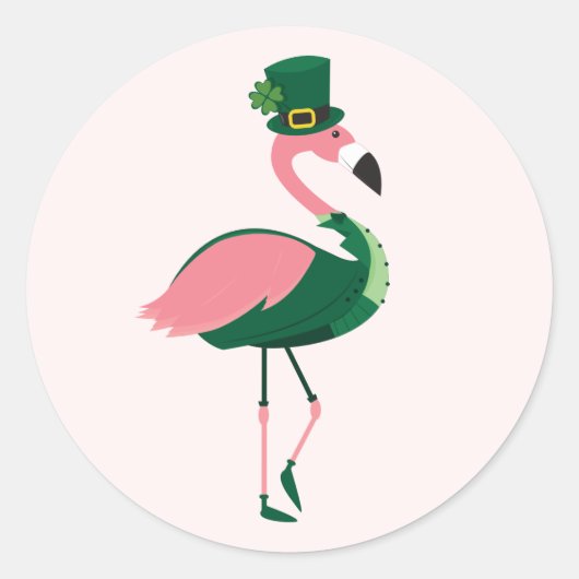 Flamingo Animal Pink St Patrick's Day Ronde Sticker (Voorkant)