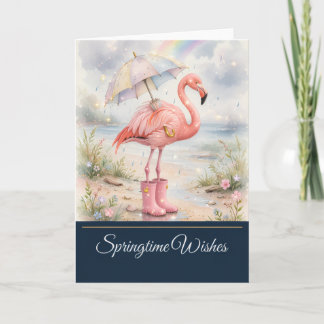 Flamingo April Buien - Lente Wensen Kaart