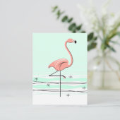 Flamingo Aqua briefkaart (Staand voorkant)