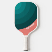 Flamingo Aqua Cirkel Streep met Naam Pickleball Paddle (Achterkant)