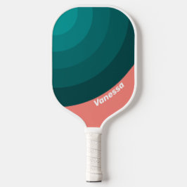 Flamingo Aqua Cirkel Streep met Naam Pickleball Paddle