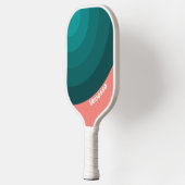 Flamingo Aqua Cirkel Streep met Naam Pickleball Paddle (Links)