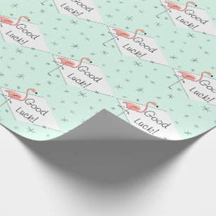 Flamingo Aqua diamond Good Luck wrappaper Cadeaupapier