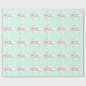 Flamingo Aqua diamond Happy Birthday Cadeaupapier (Vlak)