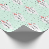 Flamingo Aqua diamond Happy Birthday Cadeaupapier (Hoek)