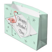 Flamingo Aqua diamond Happy Moederdag large Groot Cadeauzakje (Achterkant Gekanteld)