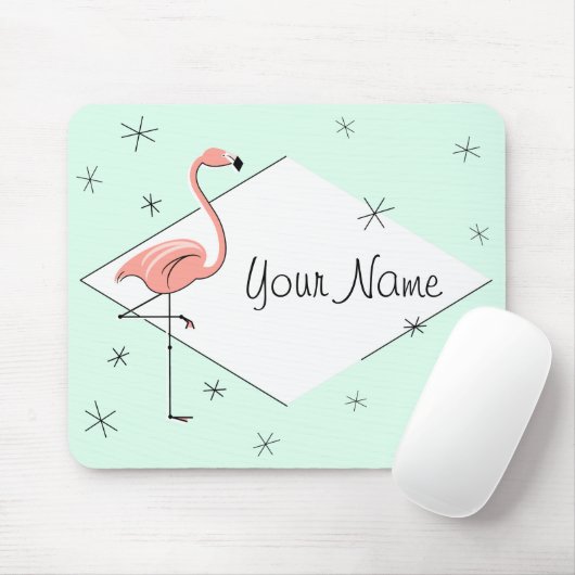 Flamingo Aqua Diamond Name mousepad Muismat (Met muis)