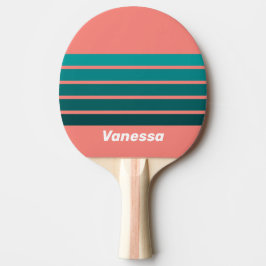 Flamingo Aqua Dwars Gestreept met Naam Tafeltennisbatje