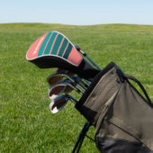 Flamingo Aqua Dwars Strepen met Naam Golfheadcover (Insitu)