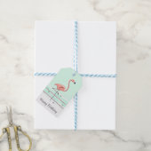 Flamingo Aqua Happy Birthday gift labels Cadeaulabel (Met Touw)