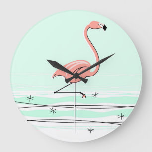 Flamingo Aqua klok rond