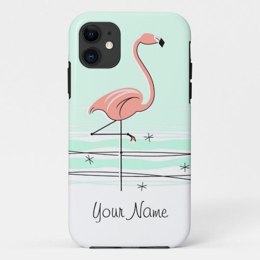 Flamingo Aqua 'Naam' iPhone hoesje (Achterkant)