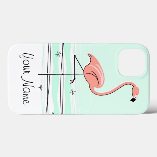 Flamingo Aqua 'Name' iPad case (Achterkant (horizontaal))