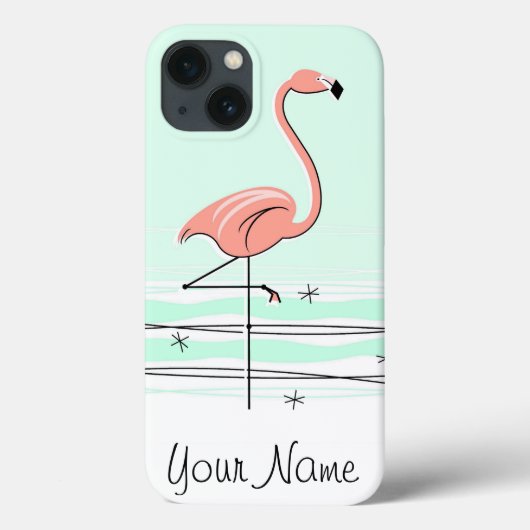 Flamingo Aqua 'Name' iPad Mini hoesje (Achterkant)