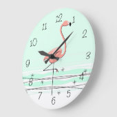 Flamingo Aqua numbers clock Round Grote Klok (Hoek)