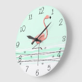 Flamingo Aqua numbers clock Round Grote Klok (Hoek)