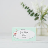 Flamingo Aqua oval visitekaartje (Staand voorkant)