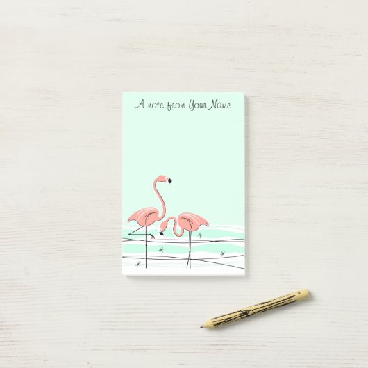 Flamingo Aqua Pair "Text" vertical Post-it® Notes (Op bureau)