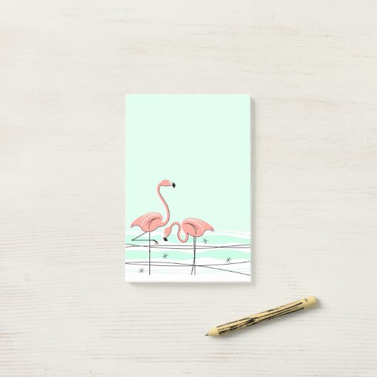 Flamingo Aqua Pair verticaal Post-it® Notes (Op bureau)