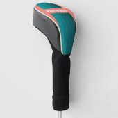 Flamingo Aqua Pin Strepen met Naam Golfheadcover (Schuin)