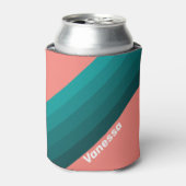 Flamingo Aqua Strepen met Naam Blikjeskoeler (Blikje Voorkant)
