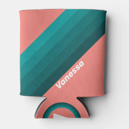 Flamingo Aqua Strepen met Naam Blikjeskoeler