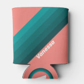 Flamingo Aqua Strepen met Naam Blikjeskoeler (Achterkant)