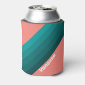Flamingo Aqua Strepen met Naam Blikjeskoeler (Blikje Achterkant)