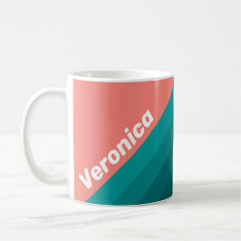 Flamingo Aqua Strepen met Naam Koffiemok