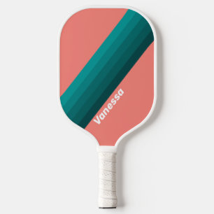 Flamingo Aqua Strepen met Naam Pickleball Paddle
