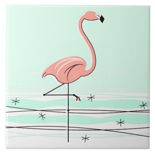 Flamingo Aqua tile Tegeltje (Voorkant)