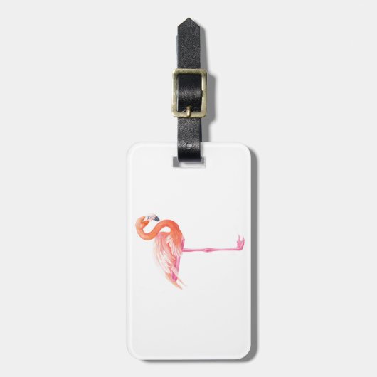 Flamingo aquarel bagagelabel (Voorkant verticaal)