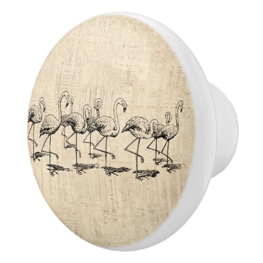 Flamingo Art  Flamingos Keramische Knop (Rechts)