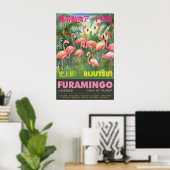Flamingo Art Print Tropical Pink Room (Thuiskantoor)