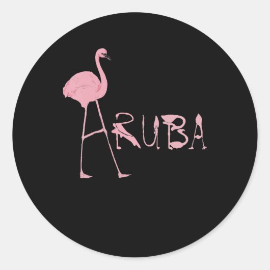 Flamingo Aruba Ronde Sticker (Voorkant)